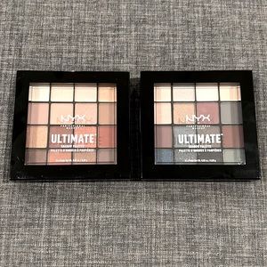 2 NYX ultimate eyeshadow palette in warm neutrals and smoky & highlight